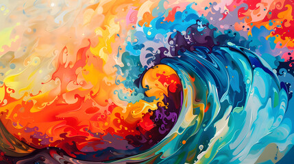 Poster - Colorful Wave. Generative AI.