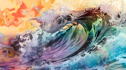 Poster - Colorful Wave. Generative AI.