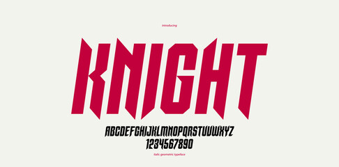 Fototapete - Sharp and bold vector display italic font for logo, gothic or heavy metal style modern typeface, edgy hard rock letters and numbers alphabet for titles or slogans, heavy typography.