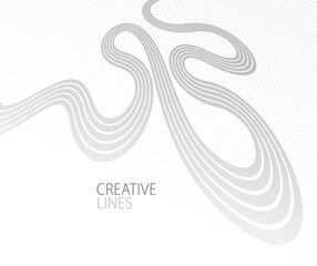 Wall Mural - lines in perspective vector abstract background in light grey and white monochrome, 3d dimensional s