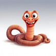 © chanjaok1 - A earthworm in cartoon style. Cute earthworm isolated on white background. Watercolor drawing, hand-drawn earthworm in watercolor. illustration.