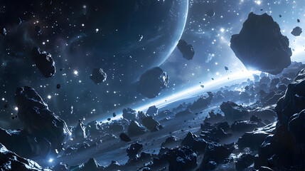 Epic concept art of a photo realistic outer space background. Generative AI.