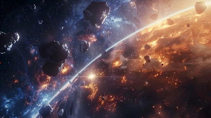 Wall Mural - epic concept art of a photo realistic outer space background. generative ai.