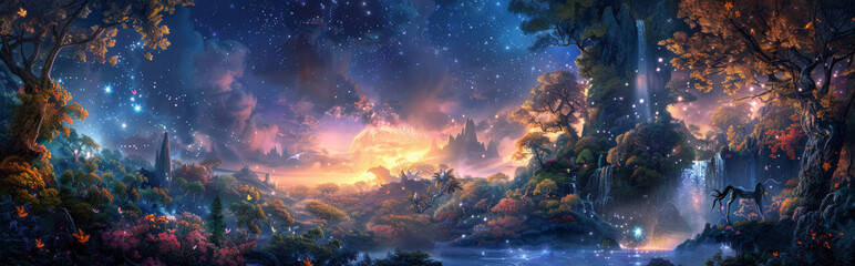 Wall Mural - fantasy background of a magic forest