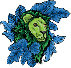 Poster - Lion head colorful hand draw vector illustration