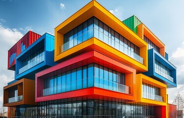 Wall Mural - Brightly colored modern architecture created with Generative AI technology