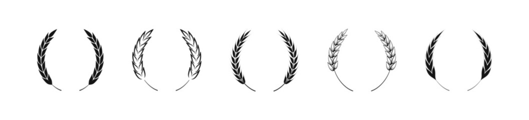 laurel wreath vector flat collection. leaf and branch heraldic award set.