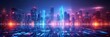 © Di - Futuristic Cityscape Illuminated with Neon Lights, Hi-Tech Urban Landscape, futuristic technology concept, graphic banner design