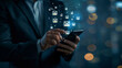 © Ekkarat_Studio - Businessman using a smartphone to receive email messages on a virtual screen, depicting a business email marketing concept. Warning notification and spam message.