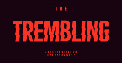 Leinwandbilder - Trembling modern alphabet, edgy sharp letters, font with concussion wave for unique logos, dynamic striking headline, powerful impactful typography, contemporary typographic design. Vector typeset