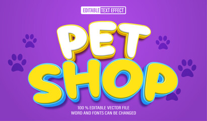 Leinwandbilder - Editable 3d text style effect - Animal Pet Shop text effect Template