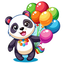 panda and a bunch of colorful balloons