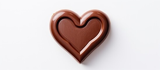 Poster - Photo of a heart shaped chocolate on a white background with plenty of space for text or other elements. with copy space image. Place for adding text or design