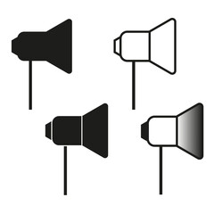 Wall Mural - Four black megaphones. Different styles. Sound vector icons. Simple design.