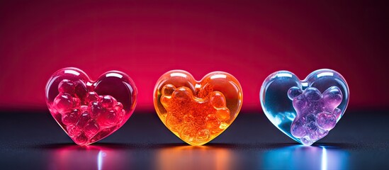 Aufkleber - Close up of three gummy hearts with copy space image in the middle