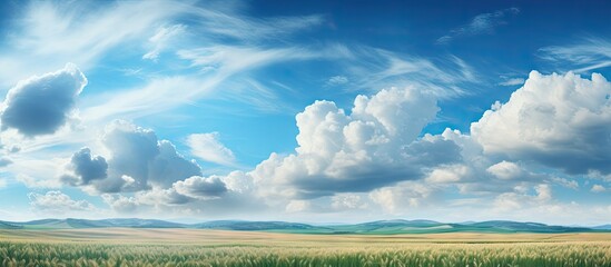 Aufkleber - The copy space image features the vast expanse of grain fields below a majestic sky filled with billowing clouds