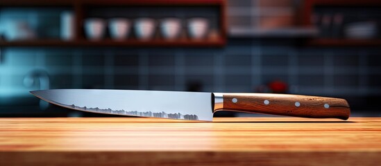 Aufkleber - A kitchen knife and chopping board with a copy space image