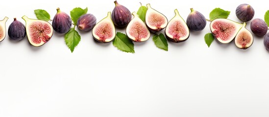 Aufkleber - A copy space image of a white background with a frame created using fresh ripe figs