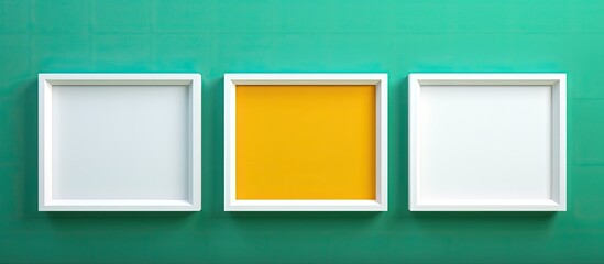 Poster - A copy space image of an empty white frame is set against a vibrant green and yellow background