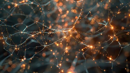 Poster -  An advanced Machine Learning algorithm visualized as a complex, glowing neural network, analyzing vast amounts of data in real-time