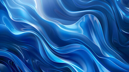 Poster - Liquid abstract background. Blue fluid vector banner template for social media, web sites. Wavy shapes. Generative AI.