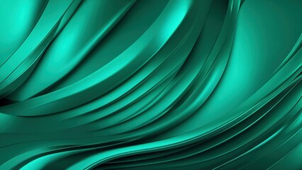 Aufkleber - Soft and smooth textured 3d effect emerald green wavy curved lines abstract background.	