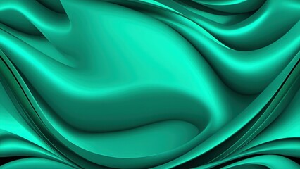 Aufkleber - Soft and smooth textured 3d effect emerald green wavy curved lines abstract background.	