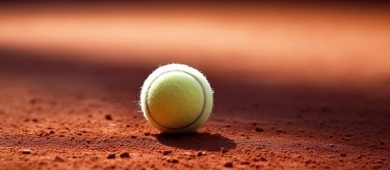 Aufkleber - Banner design featuring a tennis ball and racket on a clay court leaving room for text. with copy space image. Place for adding text or design