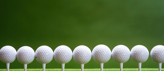 Aufkleber - A close up view of golf ball and tee pegs on a green background with copy space image