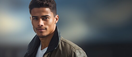 Poster - Attractive man with a mixed race background in a copy space image