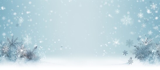 Leinwandbilder - A festive Merry Christmas card featuring ornaments mistletoe and delicate snowflakes on a background with ample space for additional images or text