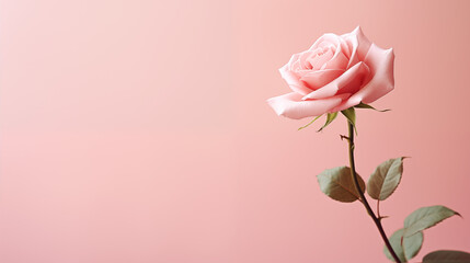 Poster - Single Pink Rose on Delicate Stem