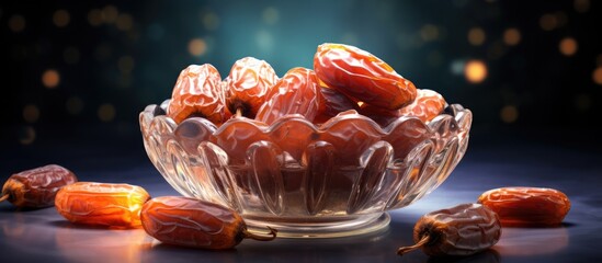Poster - During the holy month of Ramadan dates are often enjoyed as a delectable appetizer. with copy space image. Place for adding text or design