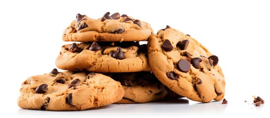 Poster - A pack of chocolate chip cookies isolated on a white background with copy space