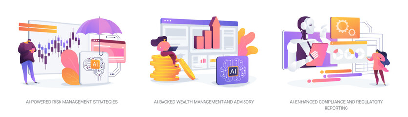 Poster - accounting and financial management with ai abstract concept vector illustrations.
