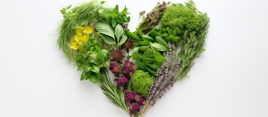 Aufkleber - Copy space image of a heart shaped arrangement of herbs set against a crisp white backdrop