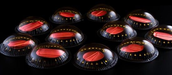 Poster - A copy space image featuring condoms on a black background symbolizing the fight against HIV and AIDS alongside a pattern of contraceptives