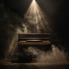 Wall Mural - spotlight shining on an old piano