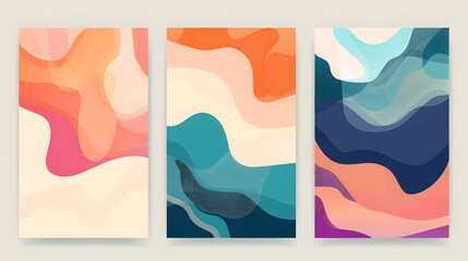 Wall Mural - Modern abstract covers set, minimal covers design. Colorful geometric background, vector illustration. Generative AI.