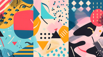 Poster - Modern abstract covers set, minimal covers design. Colorful geometric background, vector illustration. Generative AI.