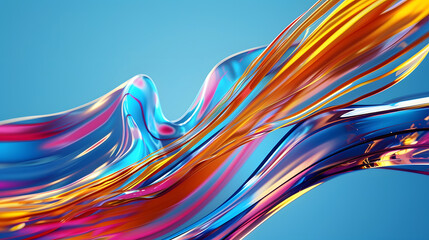 Wall Mural - Modern abstract high-speed movement. Colorful dynamic motion on blue background. Movement. Generative AI.