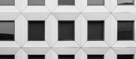 Poster - A monochrome copy space image of a geometric building wall adorned with windows perfect for an advertising campaign