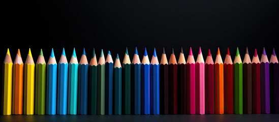 Poster - There is a copy space image featuring a variety of colored pencils that form a vibrant rainbow contrasting against a deep black backdrop