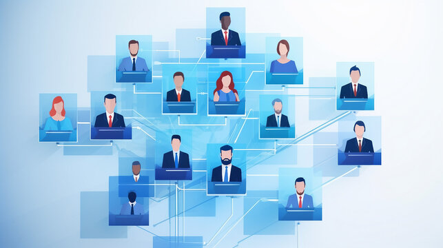 Corporate Hierarchy Structure and Workflow Automation in Organization Chart. Business Process Management and Technology Concept.