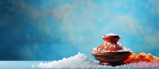 Poster - Colorful background with a saltcellar and a heap of salt providing ample copy space for an image