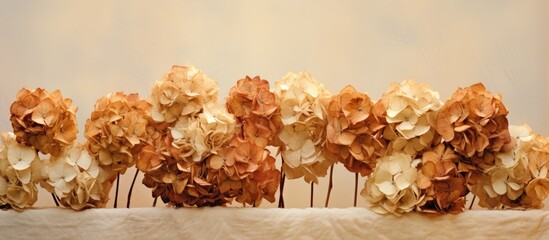 Poster - Natural dried hydrangeas withered and arranged in a copy space image