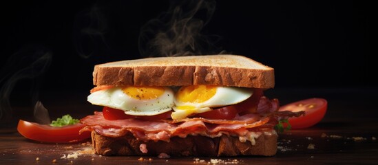 Poster - A delicious sandwich made with spam and eggs. with copy space image. Place for adding text or design
