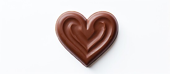 Poster - Photo of a heart shaped chocolate on a white background with plenty of space for text or other elements. with copy space image. Place for adding text or design