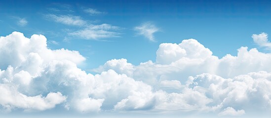Aufkleber - Daytime sky with a subtle haze and fluffy white clouds offering plenty of empty space for creative copy or images