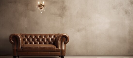 Poster - Beige toned luxury decoration with a copy space image featuring genuine leather upholstery